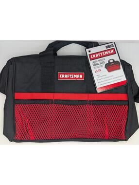 Craftsman 13 in. W X 9.75 in. H Wide Mouth Tool Bag 6 pocket Black/Red! NWT!